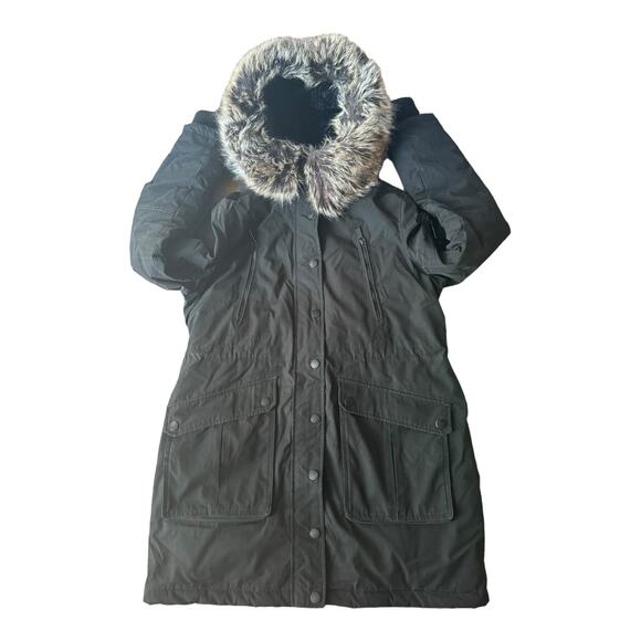 BCBGeneration Black parker hooded coat with removeable fur size Large - Picture 3 of 11